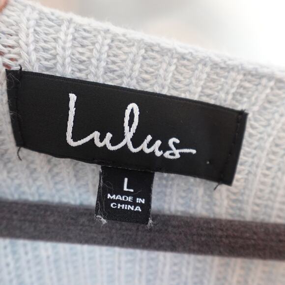 Lulus Light Blue Feel it Still Knit Sweater Size L Deep V-neck Slouchy Oversized - Picture 4 of 10